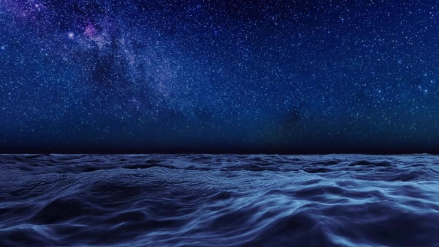 詳情圖-星空與銀河在海洋表面的3D動畫