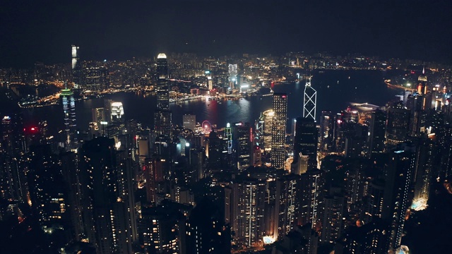 詳情圖-夜間無(wú)人機(jī)拍攝的香港城市天際線