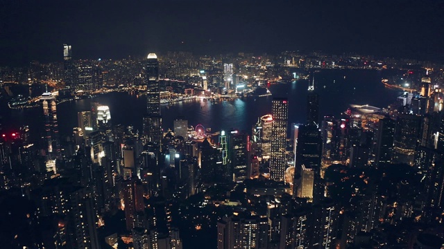 詳情圖-夜間無(wú)人機(jī)拍攝的香港城市天際線