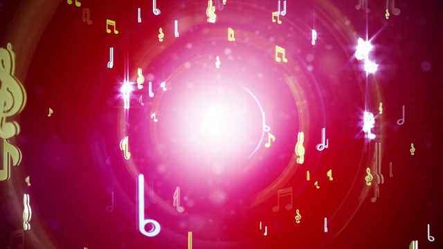 音乐音符，高音谱号，平和锐符号飞环漩涡背景。