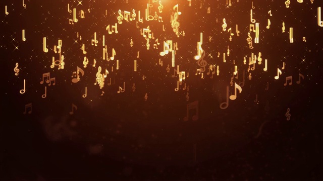 詳情圖-音樂音符扭曲與星星燈和散景燈金環(huán)背景。