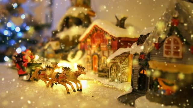 詳情圖-無縫冰雪圣誕小鎮(zhèn)裝飾，4K視頻動畫。