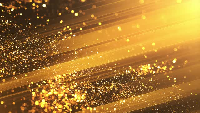 粒子和光束-金色，圣诞节，庆祝-抽象背景动画-可循环