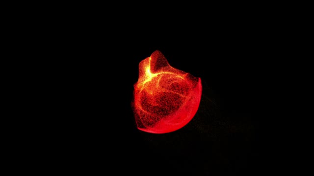 4K运动背景星核粒子和球。原子科学技术，能量圆球球。