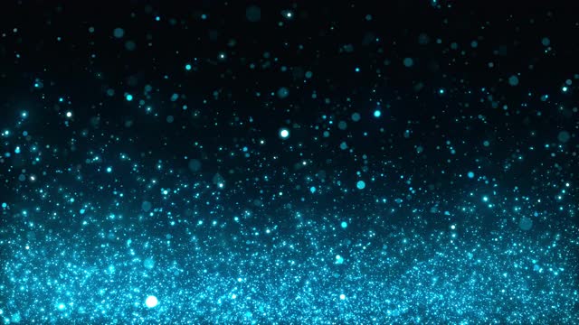 閃爍的藍色粒子在慢動作-水，雨，冬天，雪，向上-抽象背景動畫-可循環(huán)