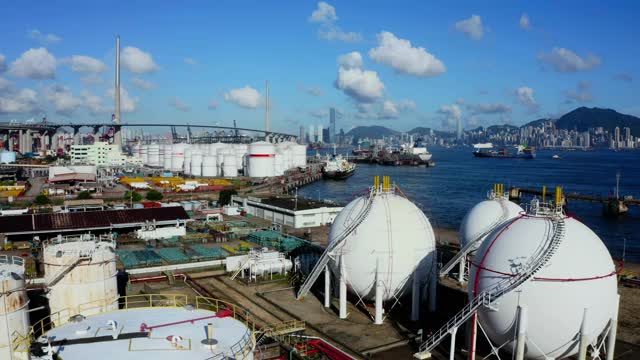 油码头油轮鸟瞰图港口