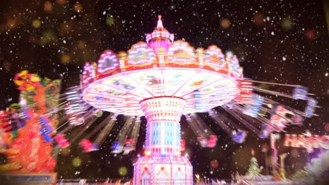 雪夜游乐园，视频