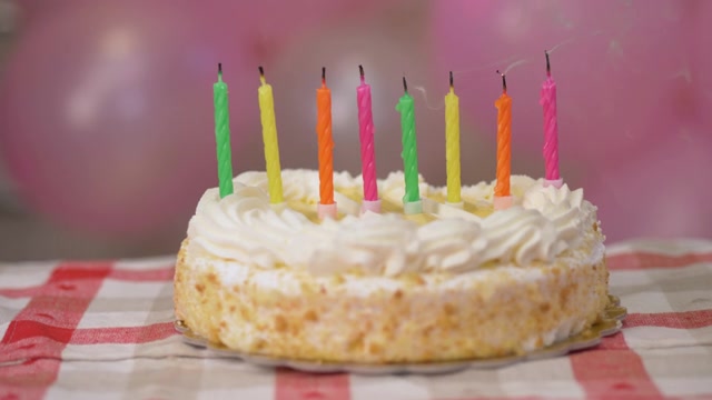 詳情圖-生日蛋糕和燃燒的蠟燭