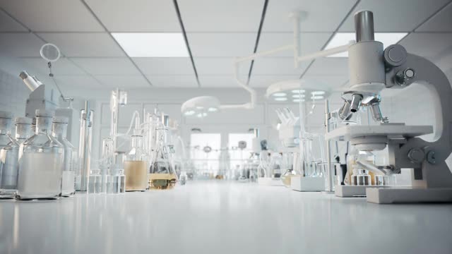 化学实验室玻璃器皿。实验室设备。