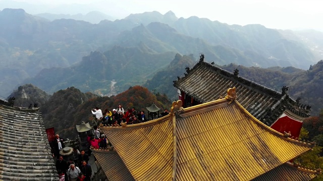 中国湖北省武当山无人机鸟瞰图