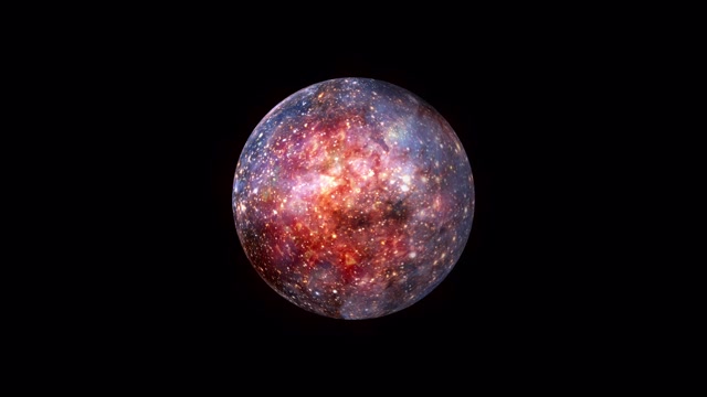 詳情圖-有質(zhì)感的科幻小說抽象的外星球球體與神秘的力量能量燃燒在里面。發(fā)光，光和緩慢移動的神秘星球在太空。4K,3D循環(huán)運動圖形。燒壞了星球。