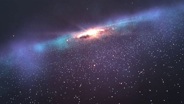 4K - 3D美丽的星系与明亮闪烁的星星，飞行在深空，抽象视图星云空间宇宙运动背景