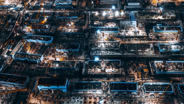 詳情圖-建筑工地夜間全景鳥瞰圖