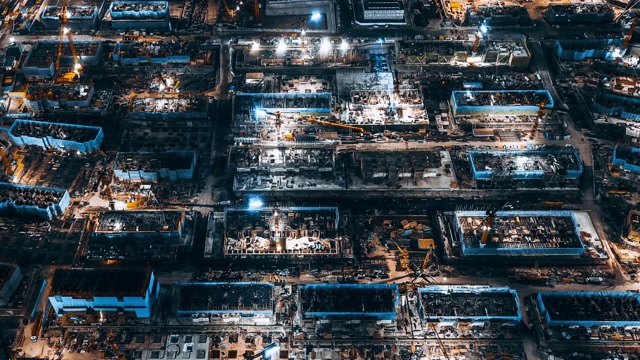 詳情圖-建筑工地夜間全景鳥瞰圖