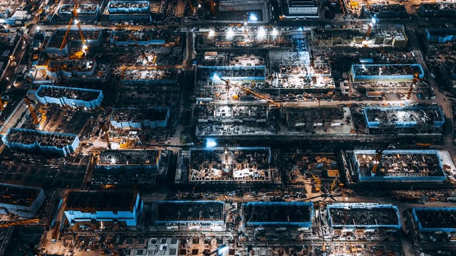 詳情圖-建筑工地夜間全景鳥瞰圖