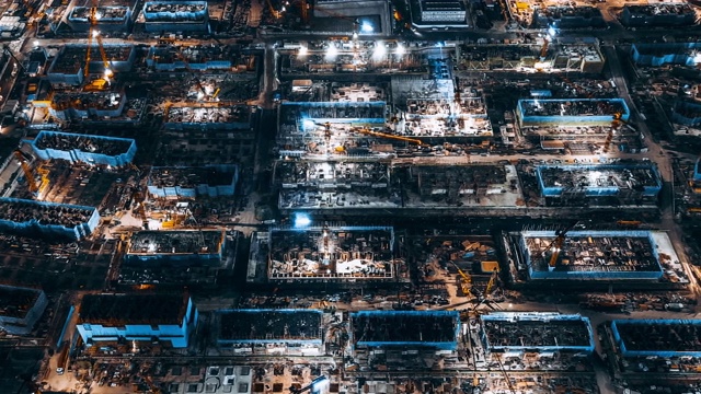 詳情圖-建筑工地夜間全景鳥瞰圖