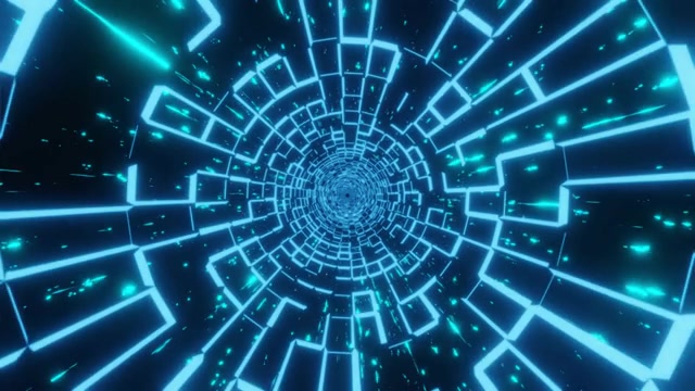 詳情圖-抽象科幻未來(lái)外星空間發(fā)光的光蟲(chóng)洞速度隧道3D渲染