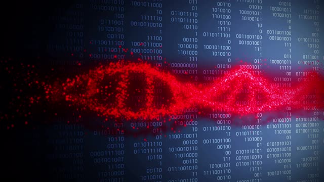 红色血液的DNA分子系统。血液流动。循环动画。医学研究的概念。3d绘制静脉和动脉。