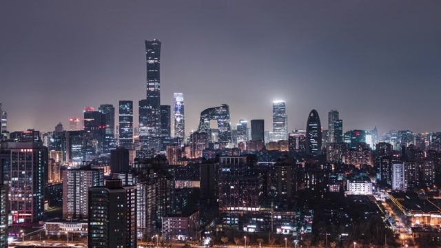 詳情圖-T/L,ZI鳥瞰圖北京天際線和市中心在晚上/北京，中國