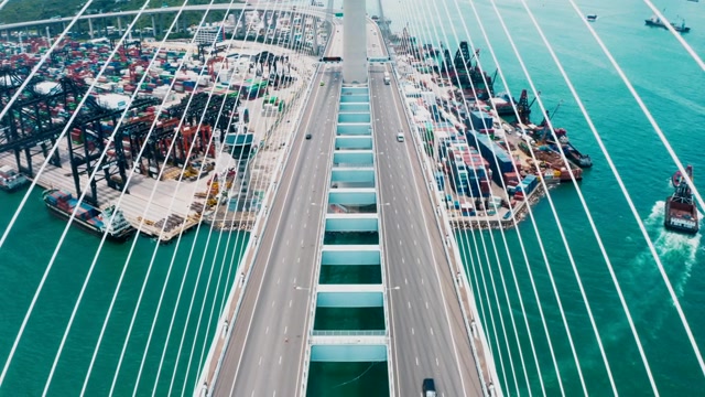 详情图-鸟瞰图桥梁和港口