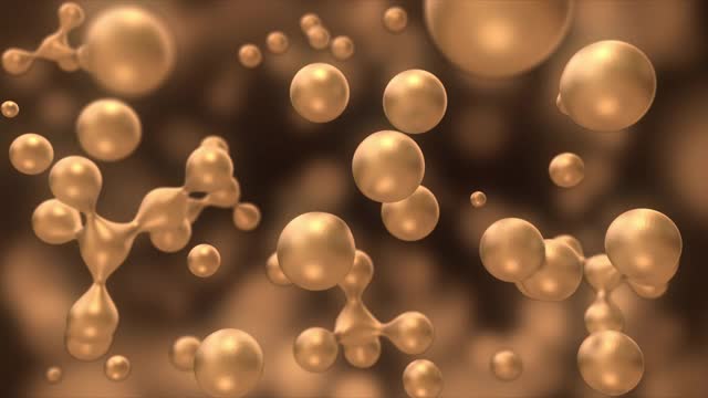 3d动画黄金分子现代豪华概念