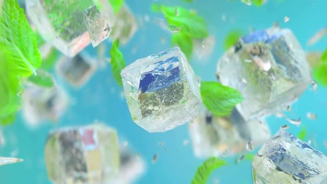 詳情圖-在4K慢鏡頭中用薄荷葉炸碎冰塊