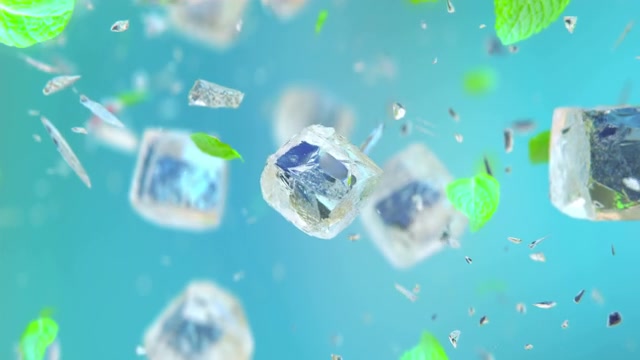 詳情圖-在4K慢鏡頭中用薄荷葉炸碎冰塊