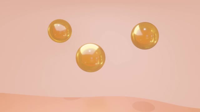 透过皮肤层的动画血清。修复皱纹皮肤的弹力球。