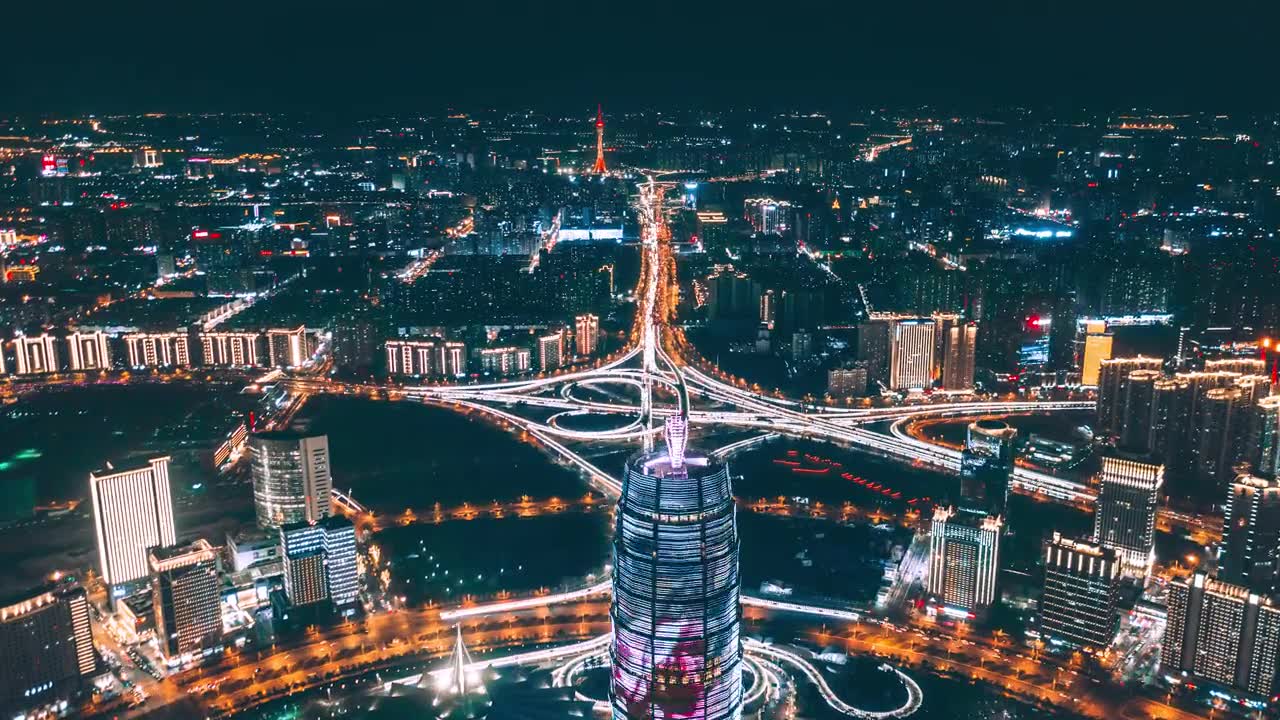 詳情圖-中國河南省鄭州市城市夜景航拍圖