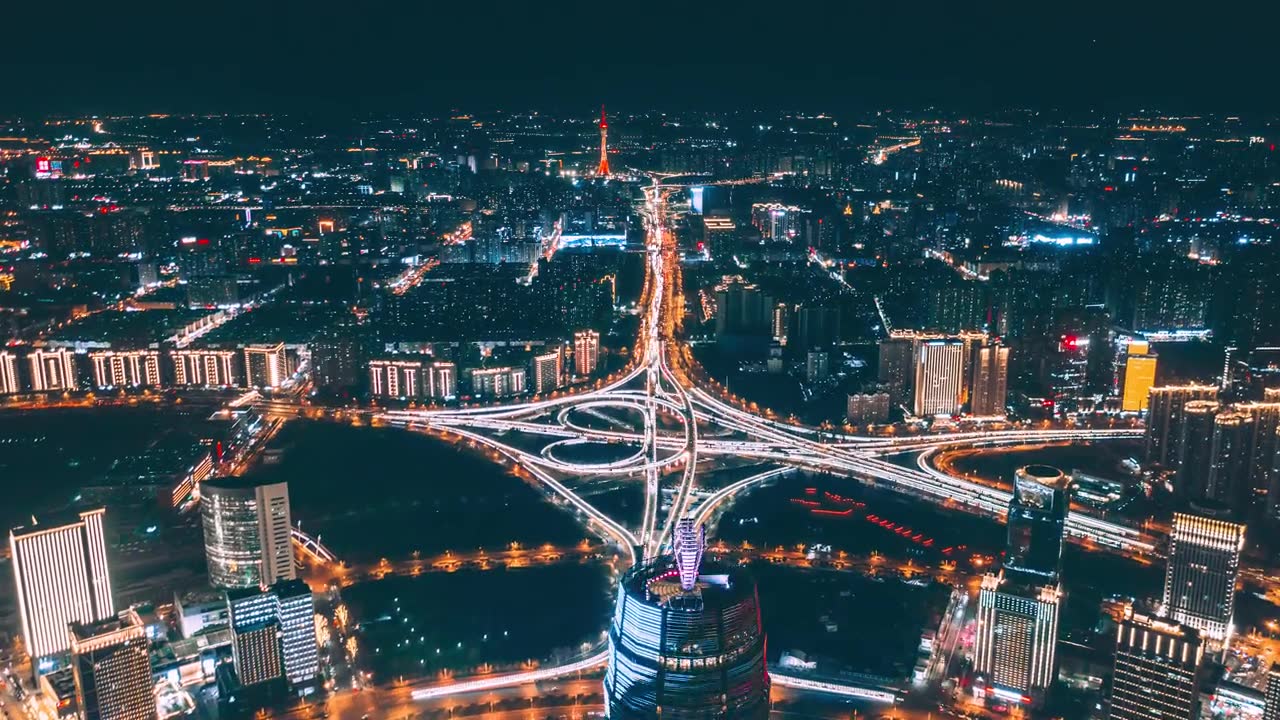 詳情圖-中國河南省鄭州市城市夜景航拍圖