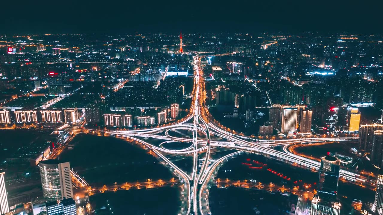 詳情圖-中國河南省鄭州市城市夜景航拍圖
