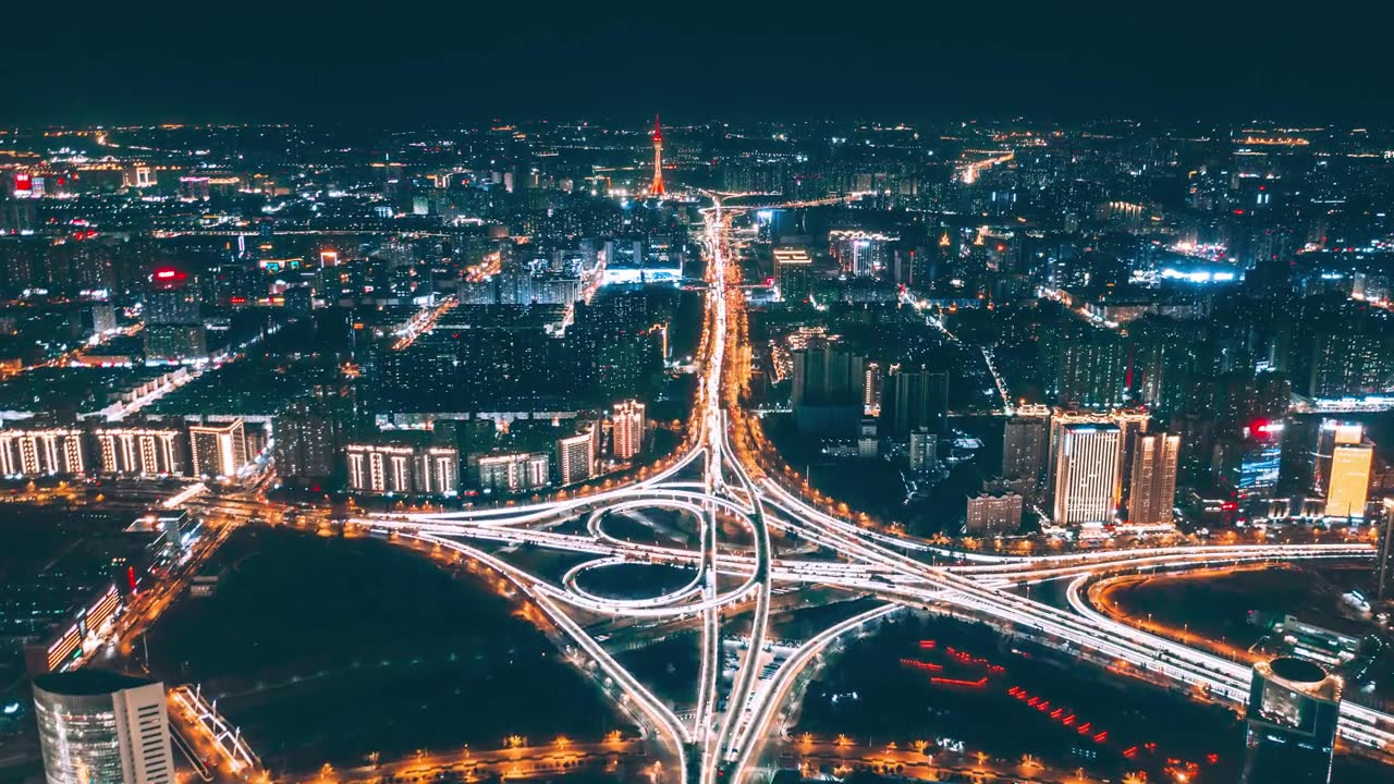 詳情圖-中國河南省鄭州市城市夜景航拍圖