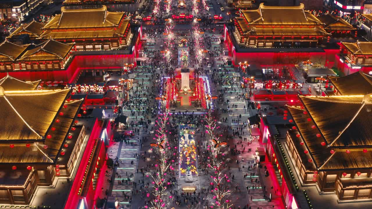西安大唐光大夜景鳥瞰圖。