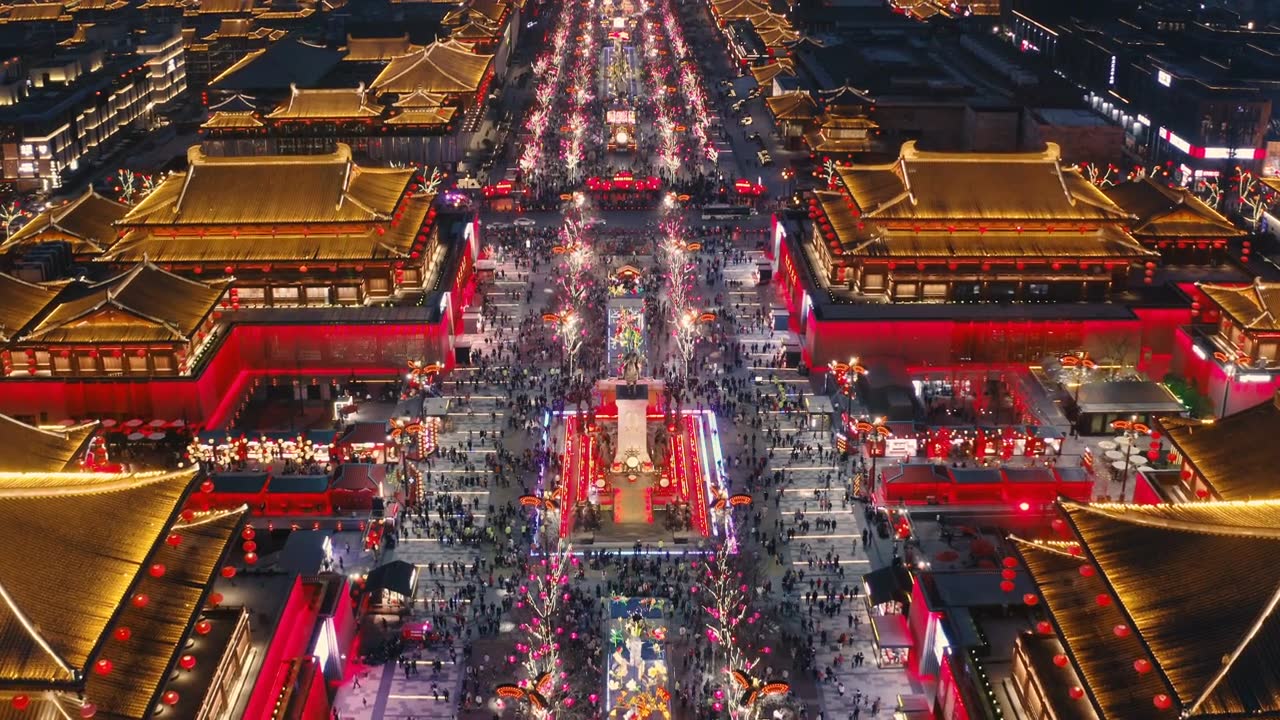 詳情圖-西安大唐光大夜景鳥瞰圖。