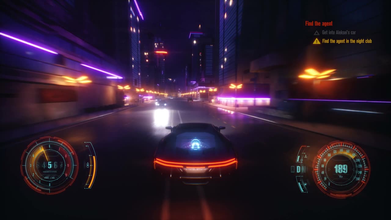 詳情圖-虛擬賽車游戲與HUD。朋克風格的城市