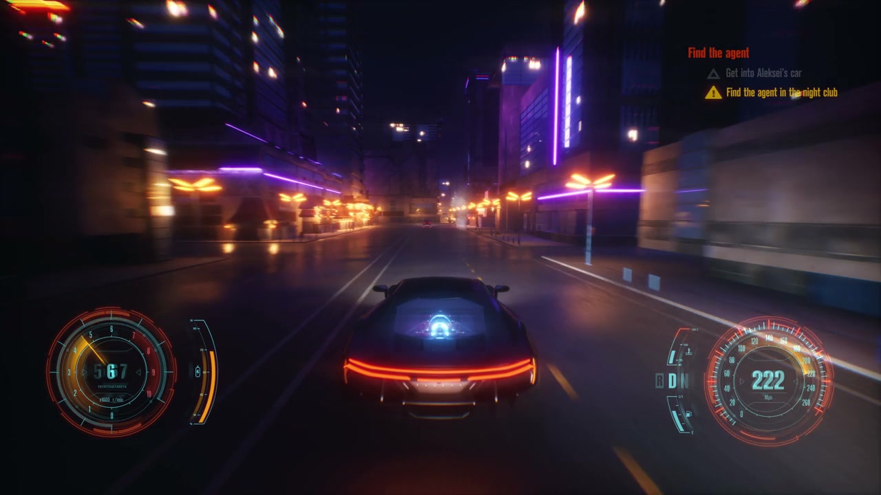 詳情圖-虛擬賽車游戲與HUD。朋克風格的城市