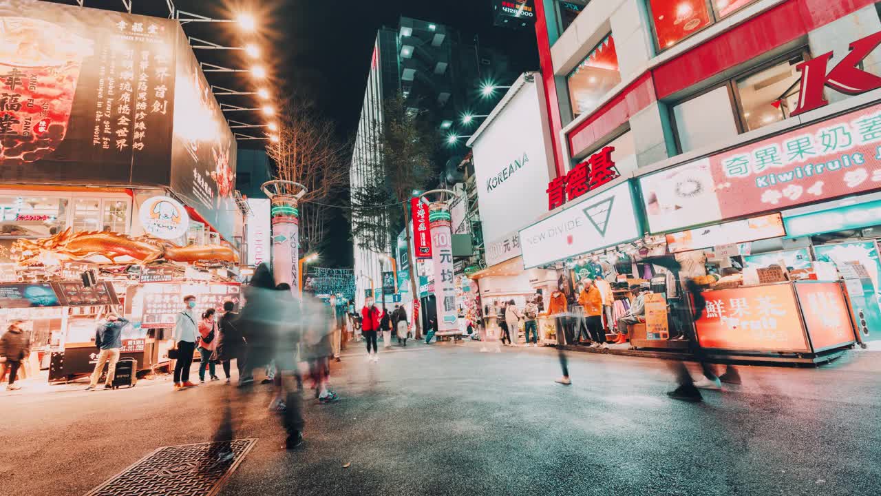 人们在西门町购物区的360旋转时间间隔