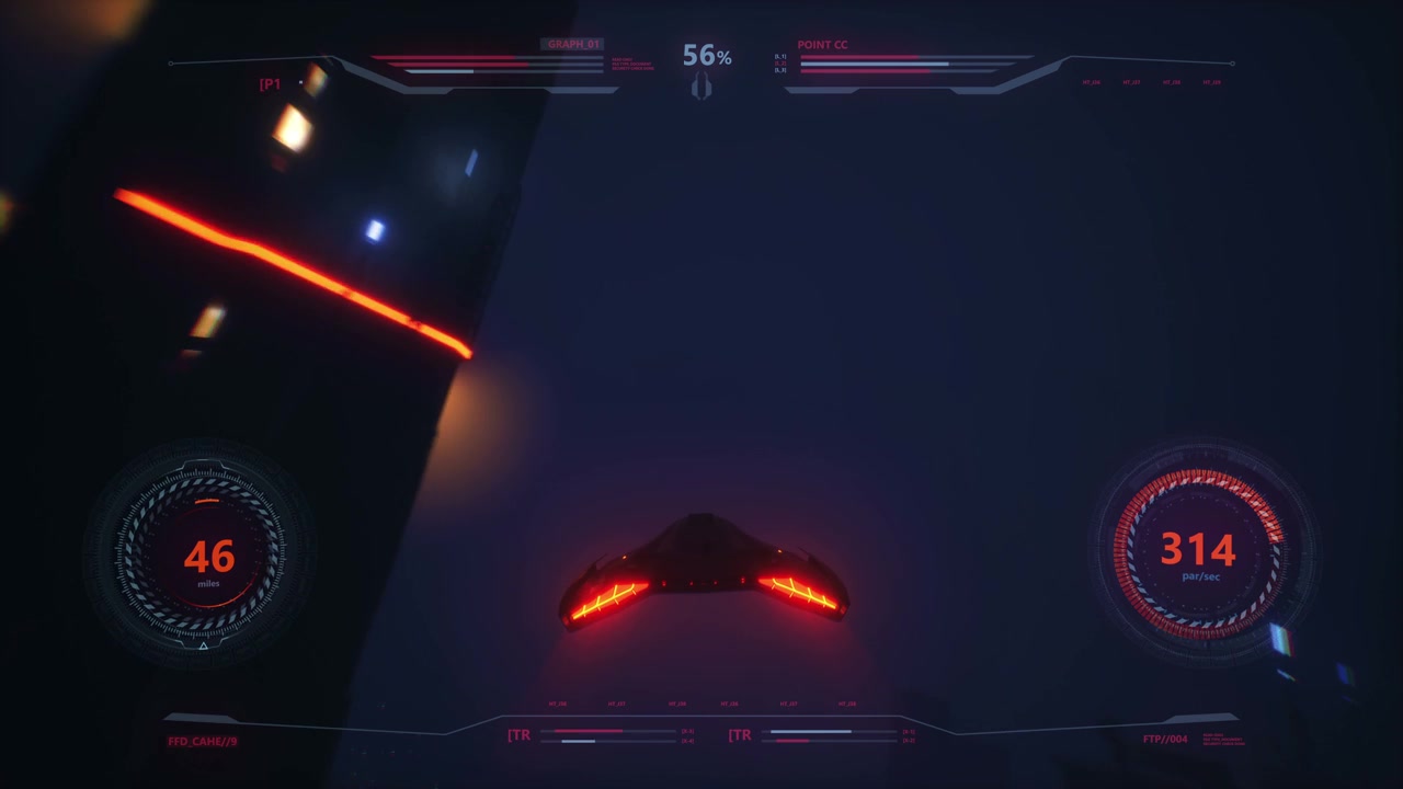 詳情圖-速度飛船賽車3D視頻游戲與HUD。霓虹風格的城市