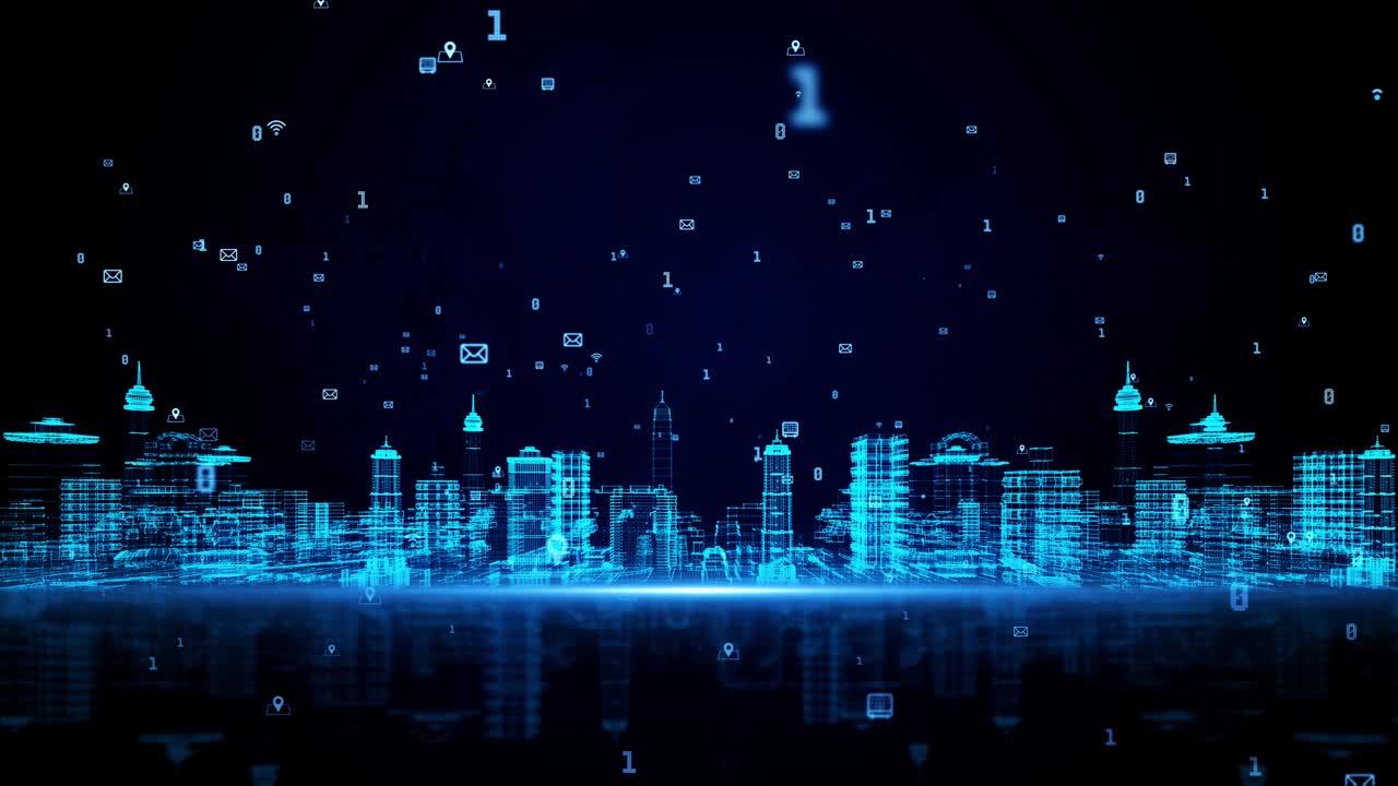 3D数字网络智慧城市的网络安全数字数据的未来和技术环背景。