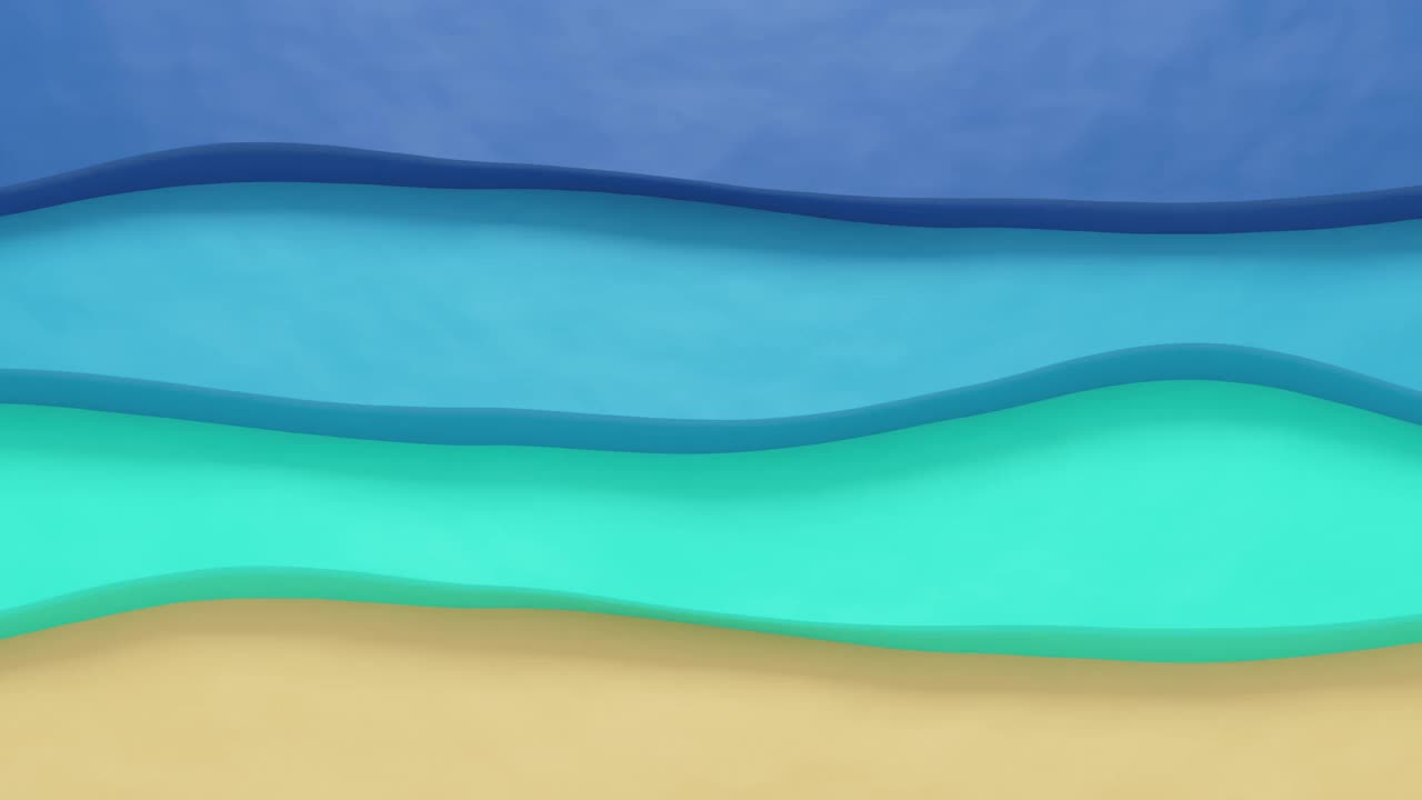 夏季卡通海洋的彩色波浪动画