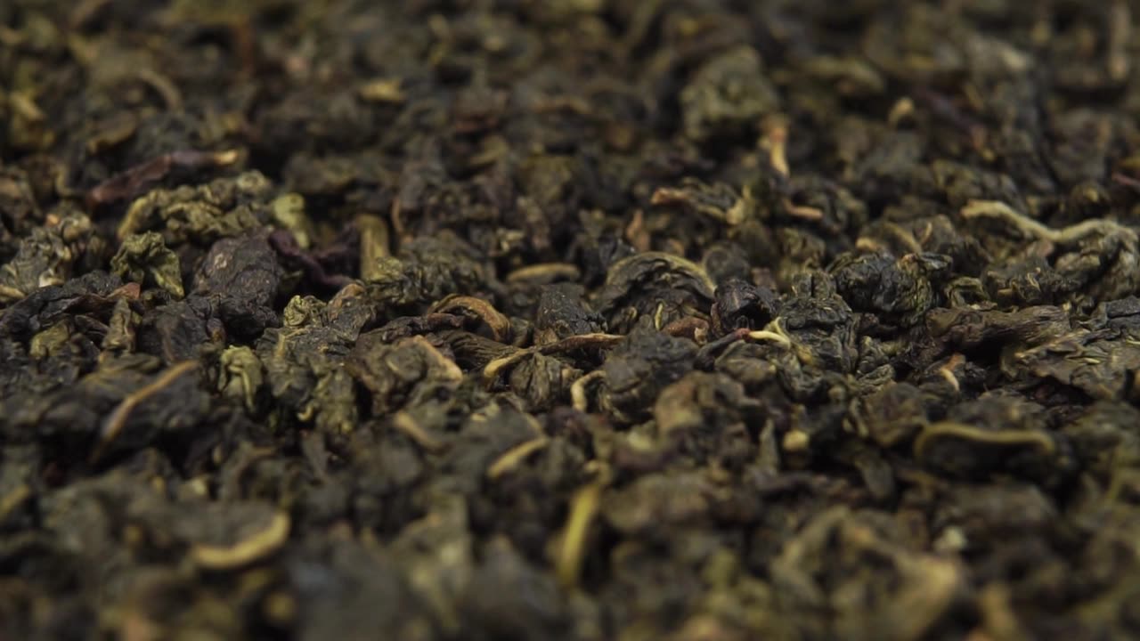 詳情圖-干烏龍茶葉旋轉(zhuǎn)特寫