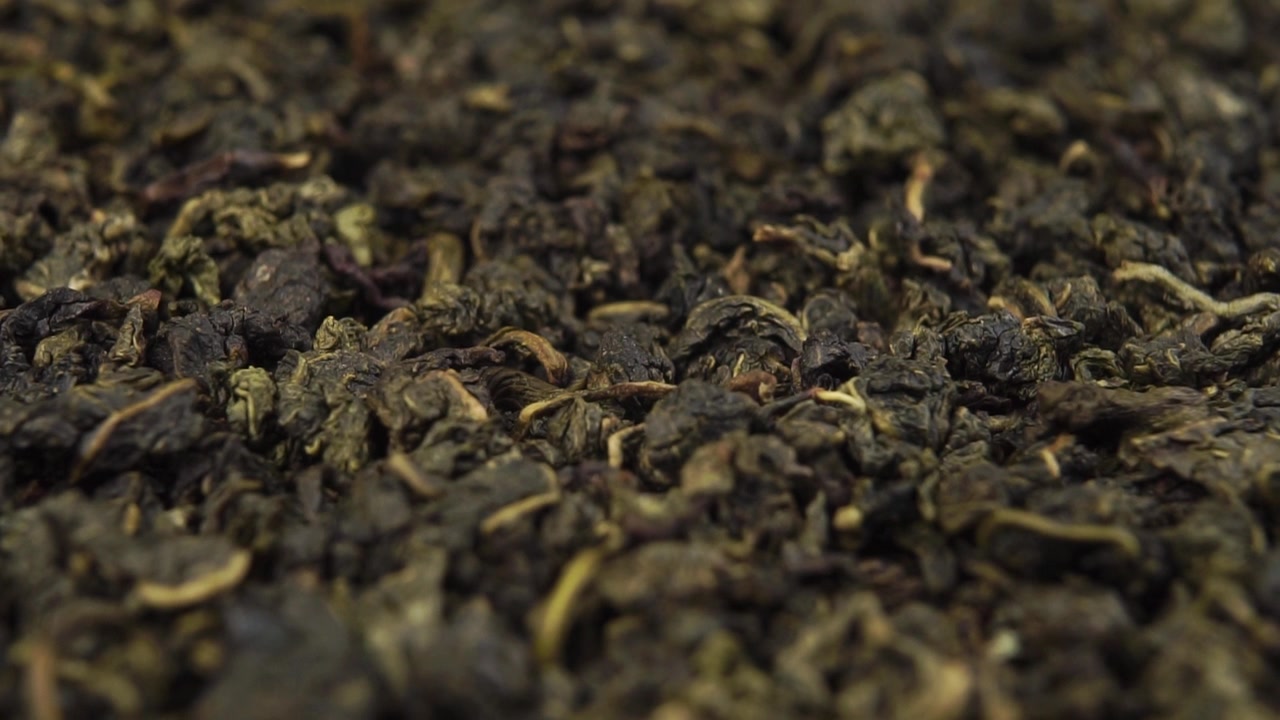詳情圖-干烏龍茶葉旋轉(zhuǎn)特寫