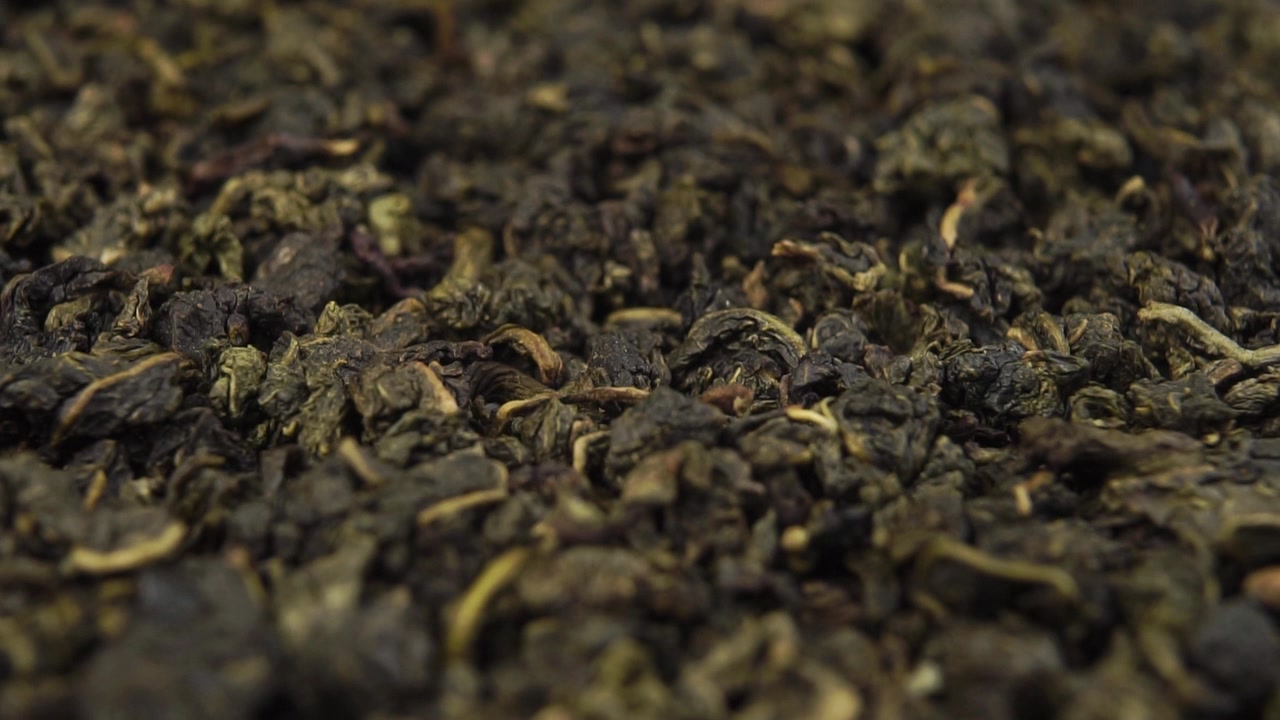 詳情圖-干烏龍茶葉旋轉(zhuǎn)特寫