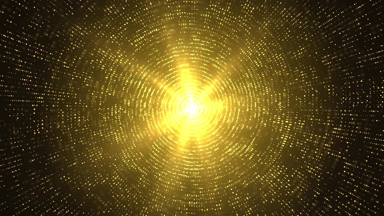 3D 4K抽象爆炸金灯闪烁线光速。节日金色运动循环背景。