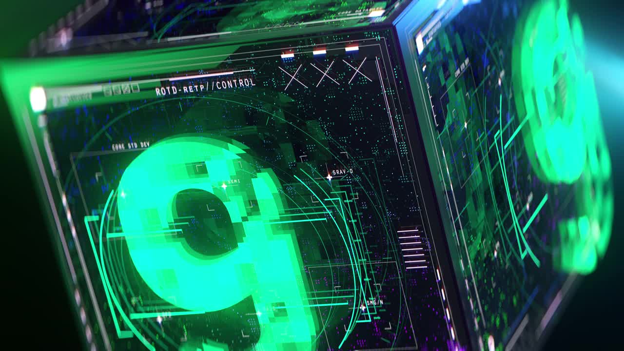 电子游戏倒计时时钟，数字9到0，未来的背景