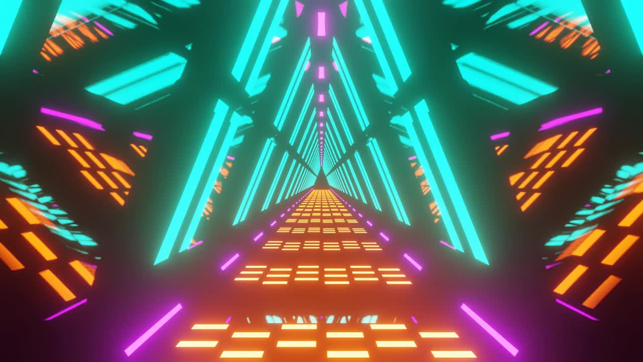赛博朋克风格的三角形隧道