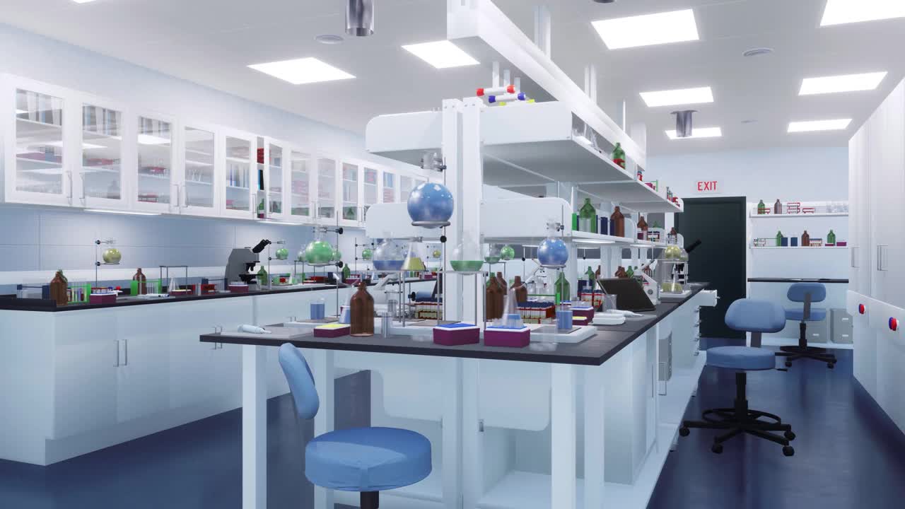 空科学医学实验室室内3D动画