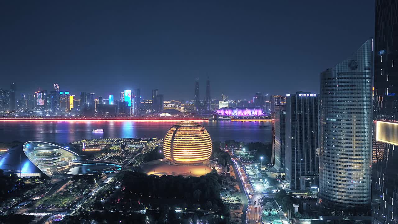 钱江新CBD黄昏的城市景观