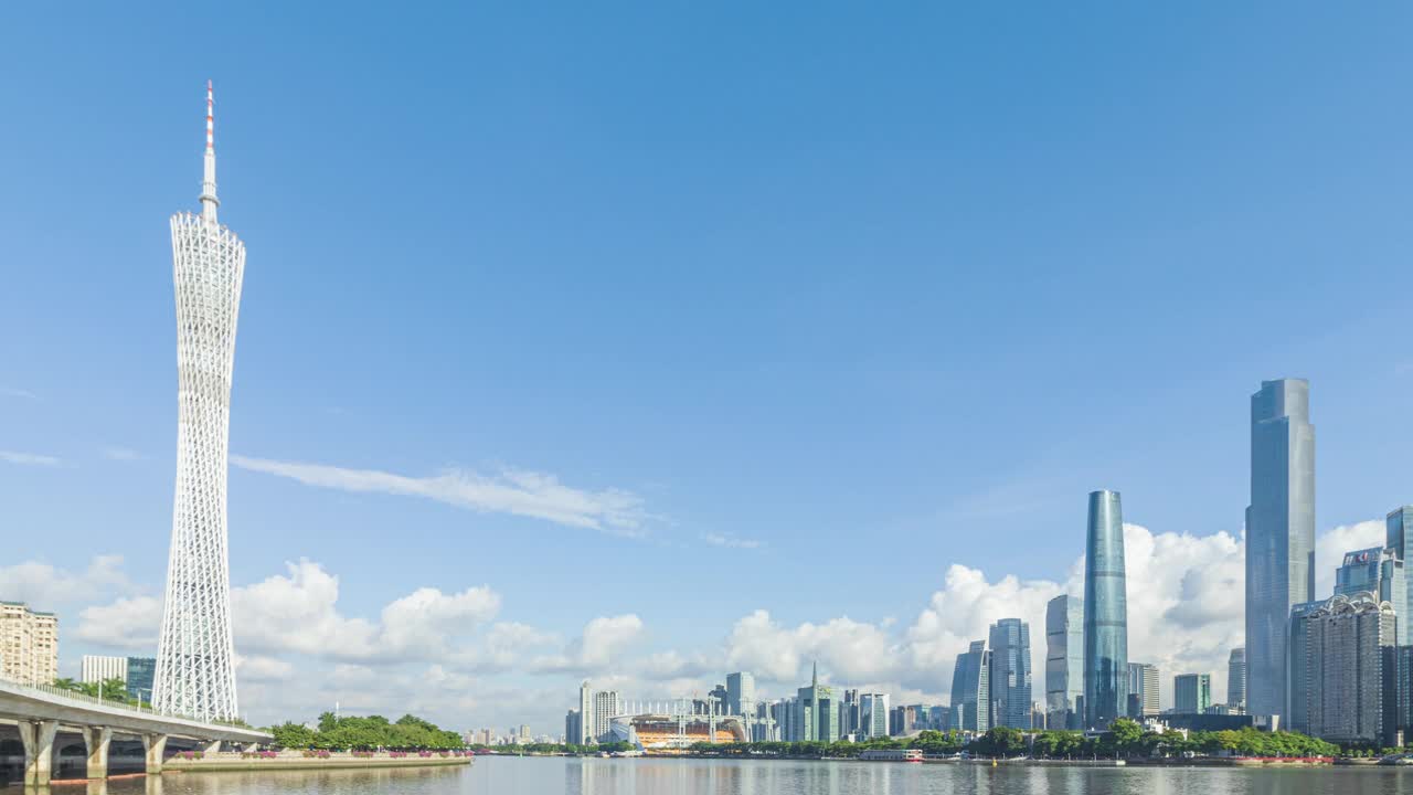 T/L WS ZO广州塔和珠江新城在广州的白天。中国广东省广州市
