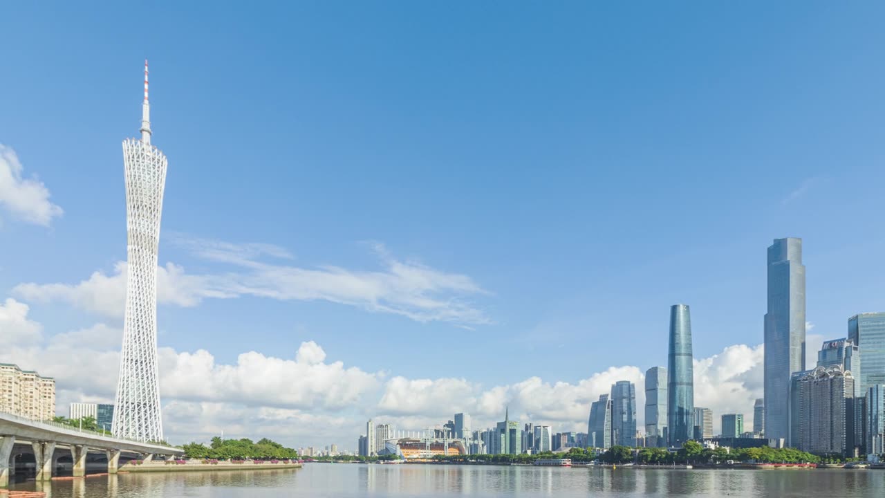 详情图-T/L,WS,ZO广州塔和珠江新城在广州的白天。中国广东省广州市